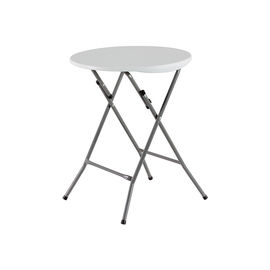 24 Inch Foldable Round White Plastic Table Oxidation Resistance Rattan Tabletop