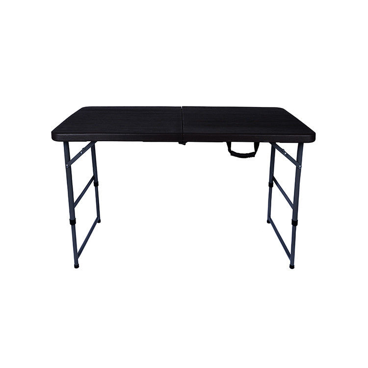 4 Foot Height Black Plastic Folding Tables Fold In Half Round 118cm Wood Grain